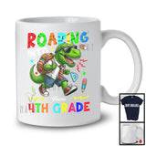 Personalized Roaring Into 4th Grade, Amazing First Day Of School T-Rex Dinosaur, Custom Name T-Shirt