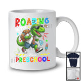 Personalized Roaring Into Preschool, Amazing First Day Of School T-Rex Dinosaur, Custom Name T-Shirt