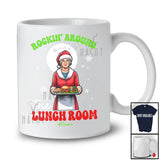 Personalized Rockin' Around The Lunch Room; Amusing Christmas Custom Name Lunch Lady Santa T-Shirt