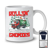 Personalized Rollin' With My Gnomies; Awesome Christmas Custom Name Gnome Driving Garbage Truck T-Shirt