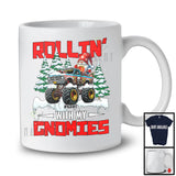 Personalized Rollin' With My Gnomies; Awesome Christmas Custom Name Gnome Driving Monster Truck T-Shirt