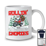 Personalized Rollin' With My Gnomies; Awesome Christmas Custom Name Gnome Riding Dirt Bike T-Shirt