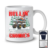 Personalized Rollin' With My Gnomies; Fantastic Christmas Snowing; Custom Name Gnome Monster Truck T-Shirt