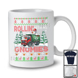 Personalized Rollin' With My Gnomies; Fantastic Christmas Sweater Custom Name Gnome Garbage Truck T-Shirt