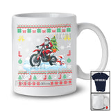 Personalized Santa Christmas Tree On Dirt Bike; Joyful Sweater Snowman; Custom Name Rider T-Shirt