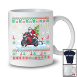 Personalized Santa Christmas Tree On Motorbike; Joyful Sweater Snowman; Custom Name Rider T-Shirt