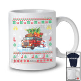 Personalized Santa Christmas Tree On School Bus; Joyful Sweater Snowman; Custom Name Driver T-Shirt