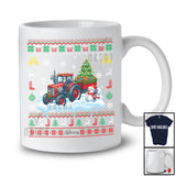 Personalized Santa Christmas Tree On Tractor; Joyful Sweater Snowman; Custom Name Driver T-Shirt