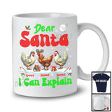 Personalized Santa I Can Explain; Cheerful Christmas Custom Name Three Chickens; Farm Farmer T-Shirt