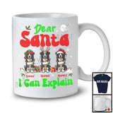 Personalized Santa I Can Explain; Cheerful Christmas Lights Custom Name Three Border Collies T-Shirt