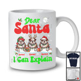 Personalized Santa I Can Explain; Cheerful Christmas Lights Custom Name Three Bulldog; Snowing T-Shirt