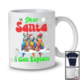 Personalized Santa I Can Explain; Cheerful Christmas Lights Custom Name Three Macaw; Snowing T-Shirt