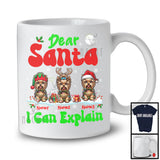 Personalized Santa I Can Explain; Cheerful Christmas Lights Custom Name Three Yorkshire Terrier T-Shirt