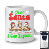 Personalized Santa I Can Explain; Cheerful Christmas Lights Custom Name Three shiba Inus T-Shirt