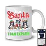 Personalized Santa I Can Explain; Merry Christmas Custom Name Three Border Collies; Snowing T-Shirt