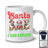 Personalized Santa I Can Explain; Merry Christmas Custom Name Three Bulldogs; Snowing T-Shirt