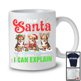 Personalized Santa I Can Explain; Merry Christmas Custom Name Three Chihuahuas; Snowing T-Shirt