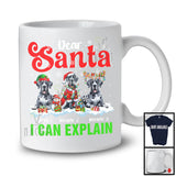 Personalized Santa I Can Explain; Merry Christmas Custom Name Three Great Danes; Snowing T-Shirt