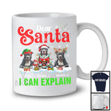 Personalized Santa I Can Explain; Merry Christmas Custom Name Three Pit Bulls; Snowing T-Shirt