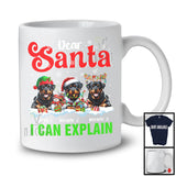 Personalized Santa I Can Explain; Merry Christmas Custom Name Three Rottweilers; Snowing T-Shirt