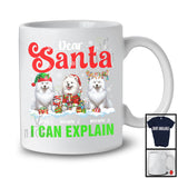 Personalized Santa I Can Explain; Merry Christmas Custom Name Three Samoyeds; Snowing T-Shirt