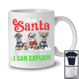 Personalized Santa I Can Explain; Merry Christmas Custom Name Three Schnauzers; Snowing T-Shirt