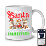 Personalized Santa I Can Explain; Merry Christmas Custom Name Three Shiba Inus; Snowing T-Shirt