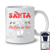 Personalized Santa Is Promoting Me To Mother in law; Awesome Christmas Pregnancy; Custom Name Family T-Shirt