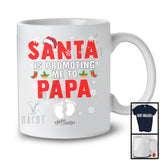 Personalized Santa Is Promoting Me To Papa; Awesome Christmas Pregnancy; Custom Name Family T-Shirt