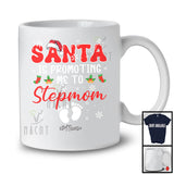 Personalized Santa Is Promoting Me To Stepmom; Awesome Christmas Pregnancy; Custom Name Family T-Shirt