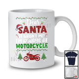 Personalized Santa It Wasn't Me Motorcycle; Joyful Christmas Plaid; Custom Name Biker T-Shirt