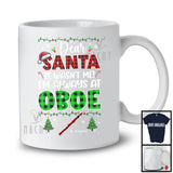 Personalized Santa It Wasn't Me Oboe; Joyful Christmas Plaid; Custom Name Musical Instruments T-Shirt