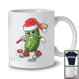 Personalized Santa Pickle Playing Baseball; Lovely Christmas Custom Name Sport Player Team T-Shirt