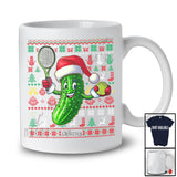 Personalized Santa Pickle Playing Tennis; Lovely Christmas Sweater Custom Name Sport Player T-Shirt