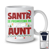 Personalized Santa Promoting Me to Aunt; Amusing Christmas Pregnancy; Plaid Custom Name Family T-Shirt