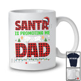 Personalized Santa Promoting Me to Dad; Amusing Christmas Pregnancy; Plaid Custom Name Family T-Shirt