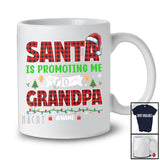 Personalized Santa Promoting Me to Grandpa; Amusing Christmas Pregnancy; Plaid Custom Name Family T-Shirt