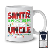 Personalized Santa Promoting Me to Uncle; Amusing Christmas Pregnancy; Plaid Custom Name Family T-Shirt