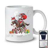 Personalized Santa Riding Mule With Baby Mules; Lovely Christmas Lights; Custom Name Farmer T-Shirt