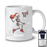 Personalized Santa Skeleton Playing Basketball, Joyful Christmas Custom Name Basketball Player T-Shirt