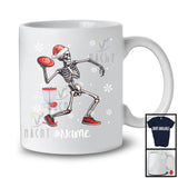 Personalized Santa Skeleton Playing Disc Golf, Joyful Christmas Custom Name Disc Golf Player T-Shirt