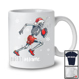 Personalized Santa Skeleton Playing Football, Joyful Christmas Custom Name Football Player T-Shirt