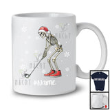 Personalized Santa Skeleton Playing Golf, Joyful Christmas Custom Name Golf Player Team T-Shirt