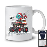 Personalized Santa T-Rex Driving Monster Truck; Fantastic Christmas Custom Name Driver T-Shirt