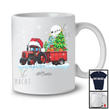 Personalized Santa Tractor Carrying X-mas Tree; Awesome Christmas Custom Name Driver Farmer T-Shirt