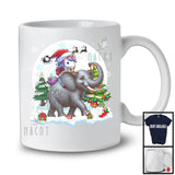 Personalized Santa Unicorn Riding Elephant Reindeer; Awesome Christmas Custom Name Elephant T-Shirt