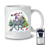 Personalized Santa Unicorn Riding Zebra Reindeer; Awesome Christmas Custom Name Zebra T-Shirt