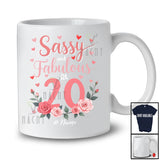 Personalized Sassy And Fabulous At 20; Floral 20th Birthday Hearts; Custom Name Women Family T-Shirt