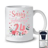 Personalized Sassy And Fabulous At 24; Floral 24th Birthday Hearts; Custom Name Women Family T-Shirt