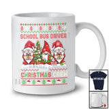 Personalized School Bus Driver Christmas Crew; Adorable X-mas Sweater Three Gnomes Gnomies; Jobs T-Shirt